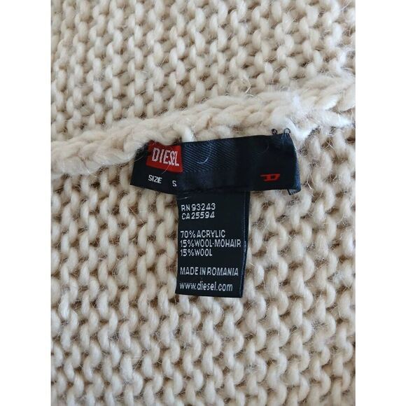 Diesel women small mohair wool shawl collar cardigan beige cream Cocoon sweater - Picture 6 of 6